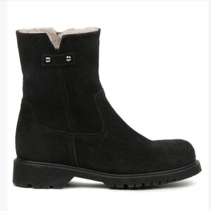 La Cannadienne Hunter Hogan Black Suede Boots Genuine Shearling Lined